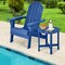 18 Inch Set of 2 Round Outdoor Adirondack Side Tables with Slatted Design and X-Shaped Structure